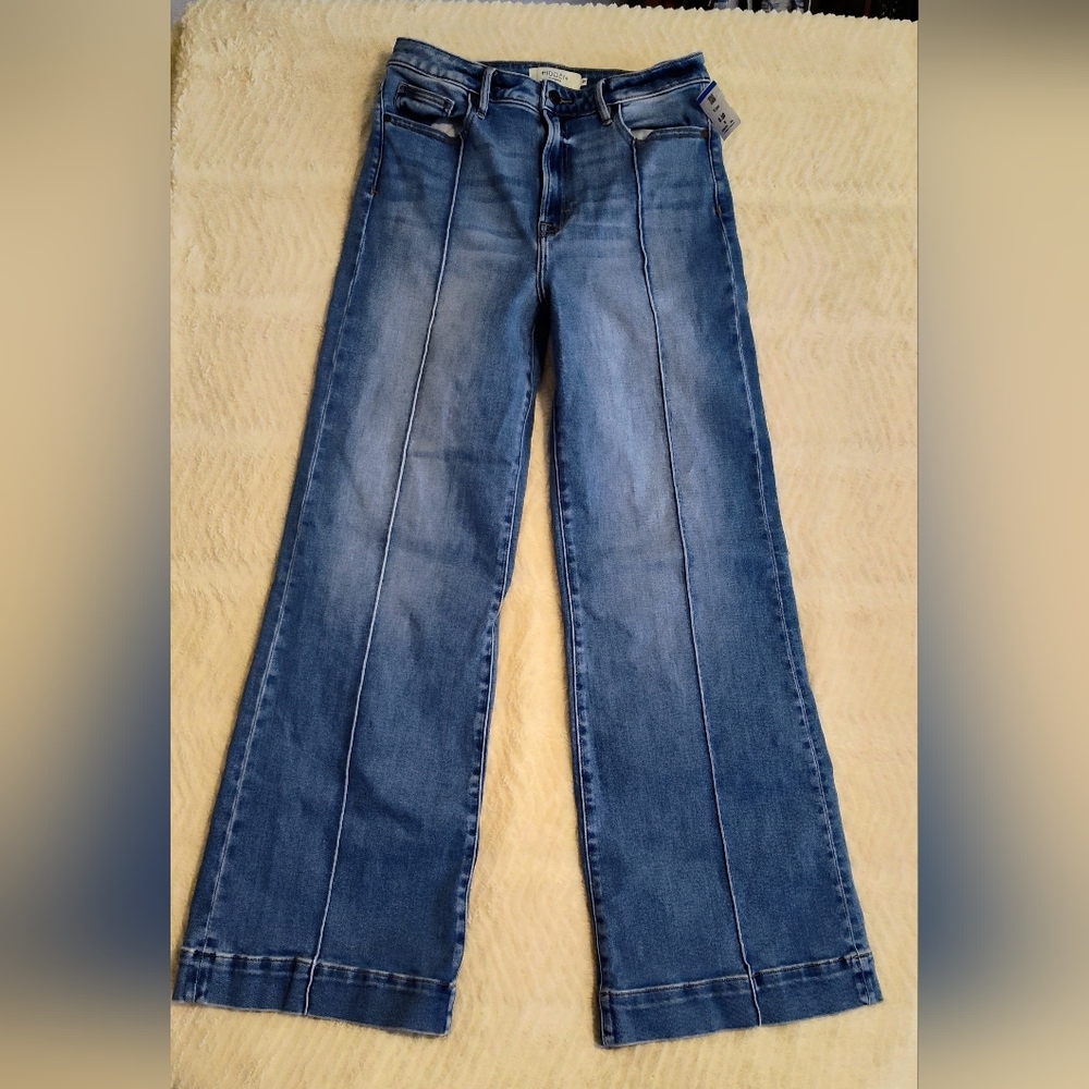 Wide Leg Women's Jeans - Blue Flare